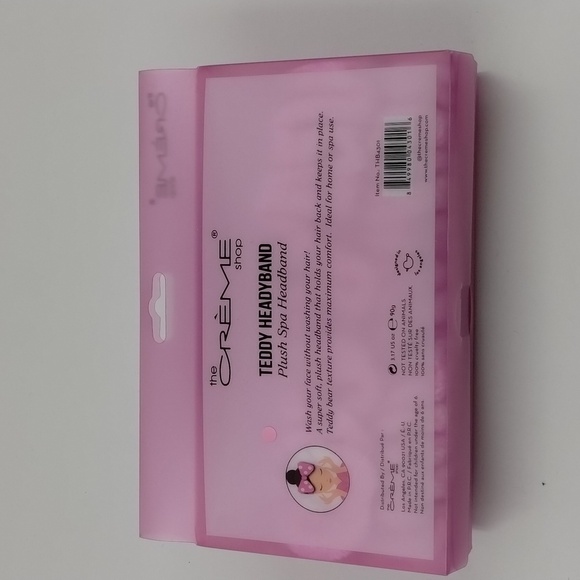 the Crème Shop teddy headband pink with smiley faces plush spa - Picture 4 of 5